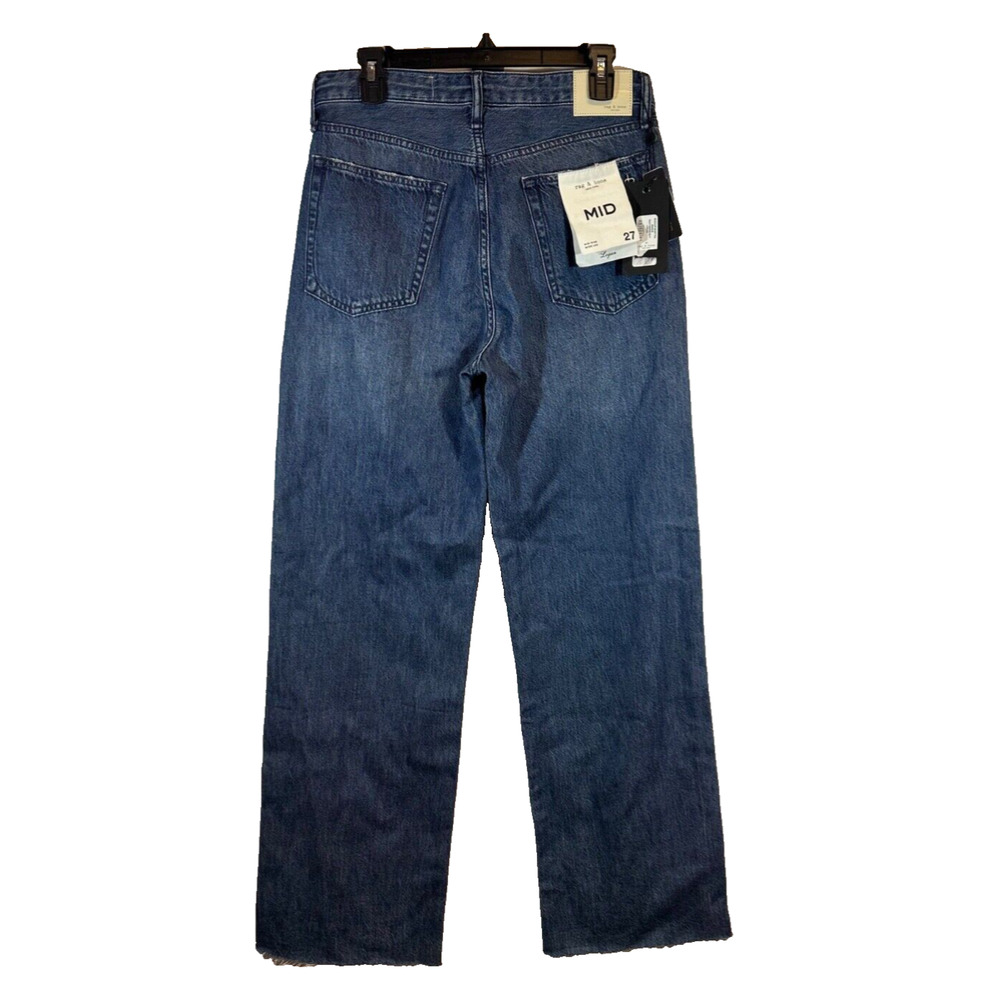 NWT Rag & Bone 27 Mid-Rise Featherweight Logan Wide-Leg Jean Randie Raw Hem B11